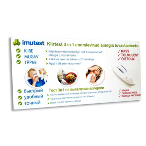 Allergiatest 3in1 kassi-, õietolmu- ja tolmulestaallergia tuvastamiseks